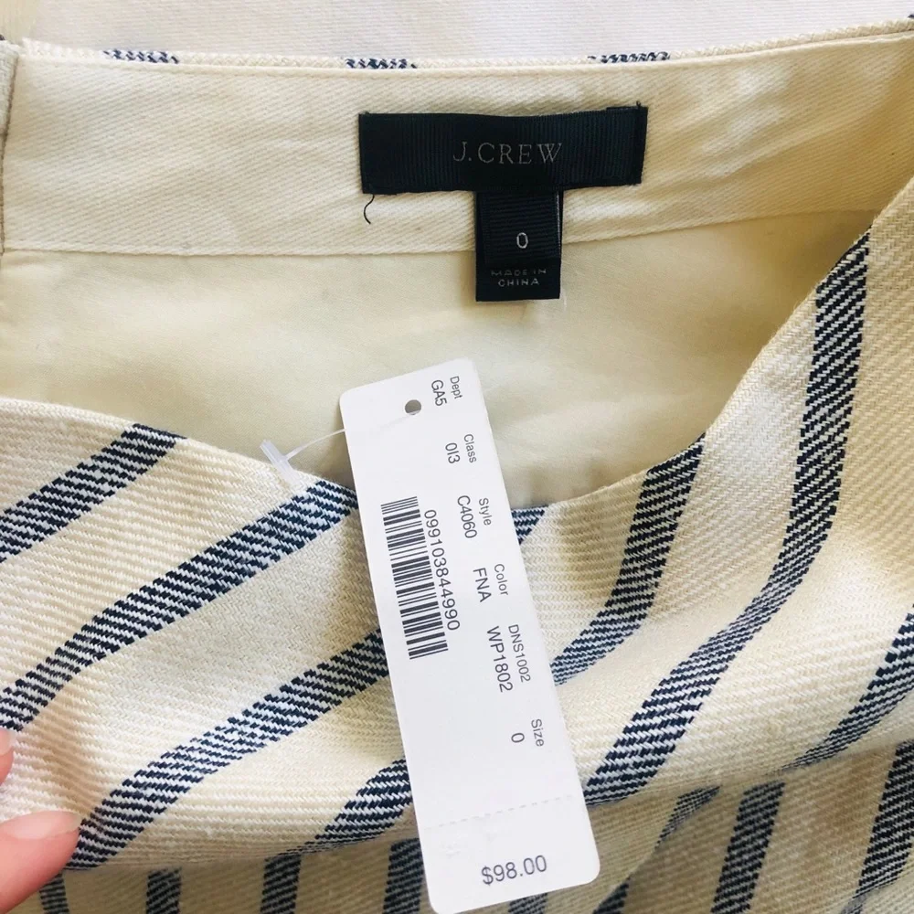 NWT J. Crew Split Striped Asymmetrical Skirt White & Blue - Picture 7 of 7